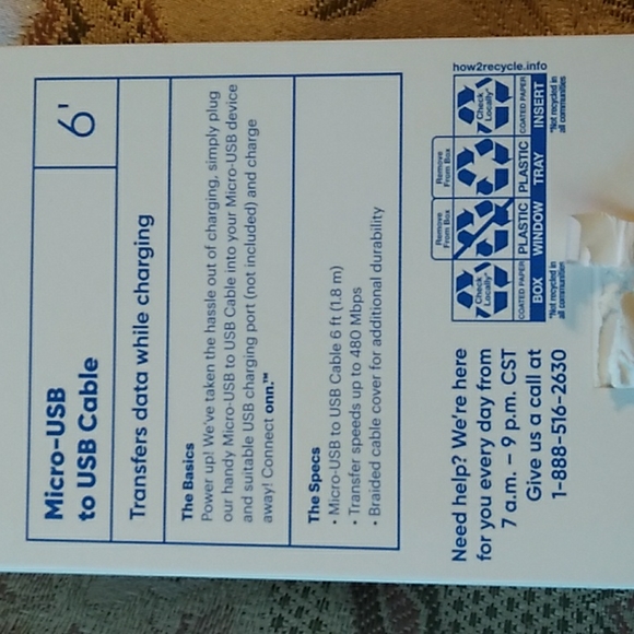 Connect Onn Micro-USB to USB Cable 6ft light green - Picture 2 of 2